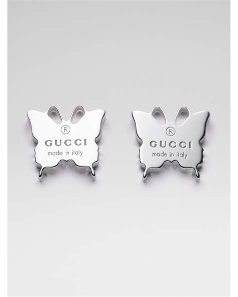 gucci trademark silver butterfly earrings|Gucci silver interlocking g earrings.